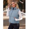 MEROKEETY Puffer Vest Women 2025 Fall Winter Sleeveless Jackets Lightweight Warm Stand Collar Quilted Zip Up Coat(Dustyblue)