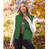 MEROKEETY Puffer Vest Women 2025 Fall Winter Sleeveless Jackets Lightweight Warm Stand Collar Quilted Zip Up Coat(Green)