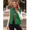 MEROKEETY Puffer Vest Women 2025 Fall Winter Sleeveless Jackets Lightweight Warm Stand Collar Quilted Zip Up Coat(Green)