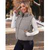 MEROKEETY Puffer Vest Women 2025 Fall Winter Sleeveless Jackets Lightweight Warm Stand Collar Quilted Zip Up Coat(Grey)