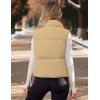 MEROKEETY Puffer Vest Women 2025 Fall Winter Sleeveless Jackets Lightweight Warm Stand Collar Quilted Zip Up Coat(Khaki)