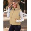 MEROKEETY Puffer Vest Women 2025 Fall Winter Sleeveless Jackets Lightweight Warm Stand Collar Quilted Zip Up Coat(Khaki)