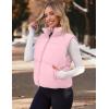 MEROKEETY Puffer Vest Women 2025 Fall Winter Sleeveless Jackets Lightweight Warm Stand Collar Quilted Zip Up Coat(Pink)