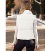 MEROKEETY Puffer Vest Women 2025 Fall Winter Sleeveless Jackets Lightweight Warm Stand Collar Quilted Zip Up Coat(White)