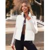 MEROKEETY Puffer Vest Women 2025 Fall Winter Sleeveless Jackets Lightweight Warm Stand Collar Quilted Zip Up Coat(White)