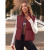 MEROKEETY Puffer Vest Women 2025 Fall Winter Sleeveless Jackets Lightweight Warm Stand Collar Quilted Zip Up Coat(Wine)