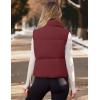 MEROKEETY Puffer Vest Women 2025 Fall Winter Sleeveless Jackets Lightweight Warm Stand Collar Quilted Zip Up Coat(Wine)