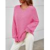 MEROKEETY Sweaters for Women Fall Winter 2026 Oversized Pullover Spring Crew Neck Long Sleeve Heathered Knit Tops(Rose)