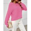 MEROKEETY Sweaters for Women Fall Winter 2026 Oversized Pullover Spring Crew Neck Long Sleeve Heathered Knit Tops(Rose)