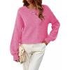 MEROKEETY Sweaters for Women Fall Winter 2026 Oversized Pullover Spring Crew Neck Long Sleeve Heathered Knit Tops(Rose)