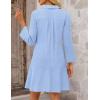 MEROKEETY Women’s 2025 Fall 3/4 Sleeve Shirt Dress Casual Button Down Shift Pleated Midi Dresses with Pockets(Light Blue)