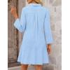 MEROKEETY Women’s 2025 Fall 3/4 Sleeve Shirt Dress Casual Button Down Shift Pleated Midi Dresses with Pockets(Striped Blue)