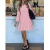 MEROKEETY Women’s 2025 Fall 3/4 Sleeve Shirt Dress Casual Button Down Shift Pleated Midi Dresses with Pockets(Striped Pink)