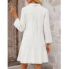 MEROKEETY Women’s 2025 Fall 3/4 Sleeve Shirt Dress Casual Button Down Shift Pleated Midi Dresses with Pockets(White)