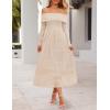 MEROKEETY Women’s 2025 Fall Long Sleeve Floral Midi Dress Off Shoulder Wedding Guest Formal Long Flowy Dresses(Apricot)