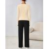 MEROKEETY Women’s 2025 Fall Two Piece Airport Outfits Lounge Sets Henley Shirts Wide Leg Pants Matching Sets(Beige Black)