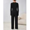 MEROKEETY Women’s 2025 Fall Two Piece Airport Outfits Lounge Sets Henley Shirts Wide Leg Pants Matching Sets(Black)