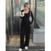 MEROKEETY Women’s 2025 Fall Two Piece Airport Outfits Lounge Sets Henley Shirts Wide Leg Pants Matching Sets(Black)