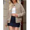 MEROKEETY Women’s 2025 Faux Suede Bomber Jackets Trendy Long Sleeve Zip Up Fall Winter Coat Outerwear(Apricot)