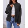 MEROKEETY Women’s 2025 Faux Suede Bomber Jackets Trendy Long Sleeve Zip Up Fall Winter Coat Outerwear(Black)