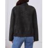 MEROKEETY Women’s 2025 Faux Suede Bomber Jackets Trendy Long Sleeve Zip Up Fall Winter Coat Outerwear(Black)