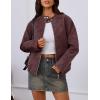 MEROKEETY Women’s 2025 Faux Suede Bomber Jackets Trendy Long Sleeve Zip Up Fall Winter Coat Outerwear(Wine)