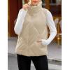 MEROKEETY Womens 2025 Puffer Vest Sleeveless Zip Up Quilted Coat Stand Collar Gilet Jacket With Pockets(Apricot)