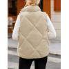 MEROKEETY Womens 2025 Puffer Vest Sleeveless Zip Up Quilted Coat Stand Collar Gilet Jacket With Pockets(Apricot)