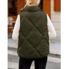 MEROKEETY Womens 2025 Puffer Vest Sleeveless Zip Up Quilted Coat Stand Collar Gilet Jacket With Pockets(Armygreen)