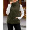MEROKEETY Womens 2025 Puffer Vest Sleeveless Zip Up Quilted Coat Stand Collar Gilet Jacket With Pockets(Armygreen)