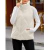 MEROKEETY Womens 2025 Puffer Vest Sleeveless Zip Up Quilted Coat Stand Collar Gilet Jacket With Pockets(Beige)