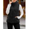 MEROKEETY Womens 2025 Puffer Vest Sleeveless Zip Up Quilted Coat Stand Collar Gilet Jacket With Pockets(Black)