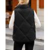 MEROKEETY Womens 2025 Puffer Vest Sleeveless Zip Up Quilted Coat Stand Collar Gilet Jacket With Pockets(Black)