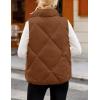 MEROKEETY Womens 2025 Puffer Vest Sleeveless Zip Up Quilted Coat Stand Collar Gilet Jacket With Pockets(Brown)