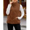 MEROKEETY Womens 2025 Puffer Vest Sleeveless Zip Up Quilted Coat Stand Collar Gilet Jacket With Pockets(Brown)