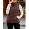 MEROKEETY Womens 2025 Puffer Vest Sleeveless Zip Up Quilted Coat Stand Collar Gilet Jacket With Pockets(Coffee)