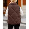 MEROKEETY Womens 2025 Puffer Vest Sleeveless Zip Up Quilted Coat Stand Collar Gilet Jacket With Pockets(Coffee)