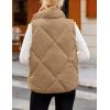 MEROKEETY Womens 2025 Puffer Vest Sleeveless Zip Up Quilted Coat Stand Collar Gilet Jacket With Pockets(Khaki)