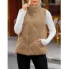 MEROKEETY Womens 2025 Puffer Vest Sleeveless Zip Up Quilted Coat Stand Collar Gilet Jacket With Pockets(Khaki)