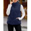 MEROKEETY Womens 2025 Puffer Vest Sleeveless Zip Up Quilted Coat Stand Collar Gilet Jacket With Pockets(Navy)