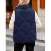 MEROKEETY Womens 2025 Puffer Vest Sleeveless Zip Up Quilted Coat Stand Collar Gilet Jacket With Pockets(Navy)