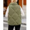 MEROKEETY Womens 2025 Puffer Vest Sleeveless Zip Up Quilted Coat Stand Collar Gilet Jacket With Pockets(Peagreen)