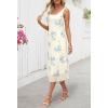 MEROKEETY Women’s 2025 Summer Floral Midi Dress Casual Flowy Mesh Boho Vacation Beach Sundress(Apricot)