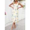 MEROKEETY Women’s 2025 Summer Floral Midi Dress Casual Flowy Mesh Boho Vacation Beach Sundress(Apricot)