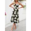 MEROKEETY Women’s 2025 Summer Floral Midi Dress Casual Flowy Mesh Boho Vacation Beach Sundress(Black)