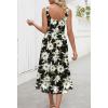MEROKEETY Women’s 2025 Summer Floral Midi Dress Casual Flowy Mesh Boho Vacation Beach Sundress(Black)