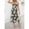 MEROKEETY Women’s 2025 Summer Floral Midi Dress Casual Flowy Mesh Boho Vacation Beach Sundress(Black)