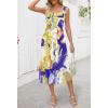 MEROKEETY Women’s 2025 Summer Floral Midi Dress Casual Flowy Mesh Boho Vacation Beach Sundress(Ginger)