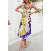MEROKEETY Women’s 2025 Summer Floral Midi Dress Casual Flowy Mesh Boho Vacation Beach Sundress(Ginger)