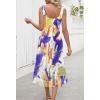 MEROKEETY Women’s 2025 Summer Floral Midi Dress Casual Flowy Mesh Boho Vacation Beach Sundress(Ginger)